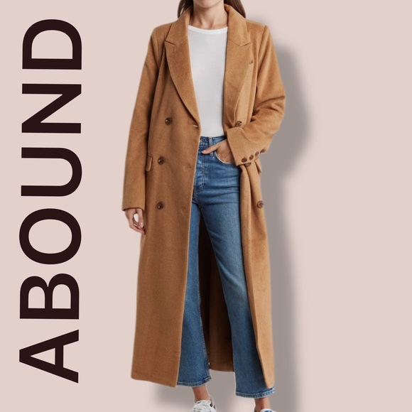 Abound Jackets & Blazers - Abound Camel Wool Blend Double-Breasted Maxi Coat - Size Small